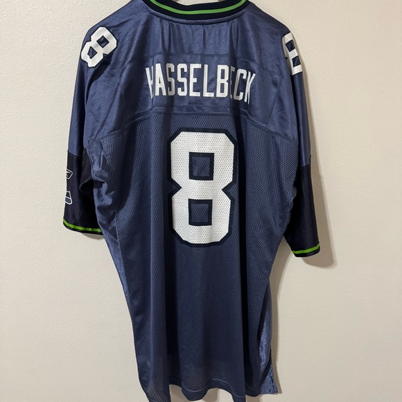 Vintage Seattle Seahawks Hasselbeck 8 Reebok On Field Jersey Blue-2XL - Picture 2 of 12